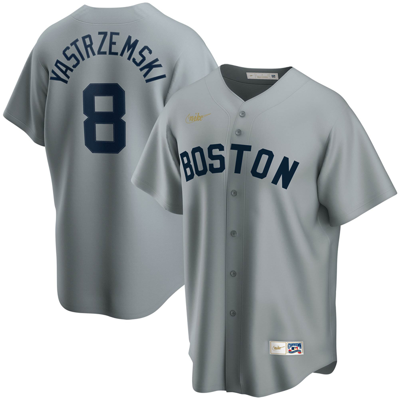 2020 MLB Men Boston Red Sox 8 Carl Yastrzemski Nike Gray Road Cooperstown Collection Player Jersey 1